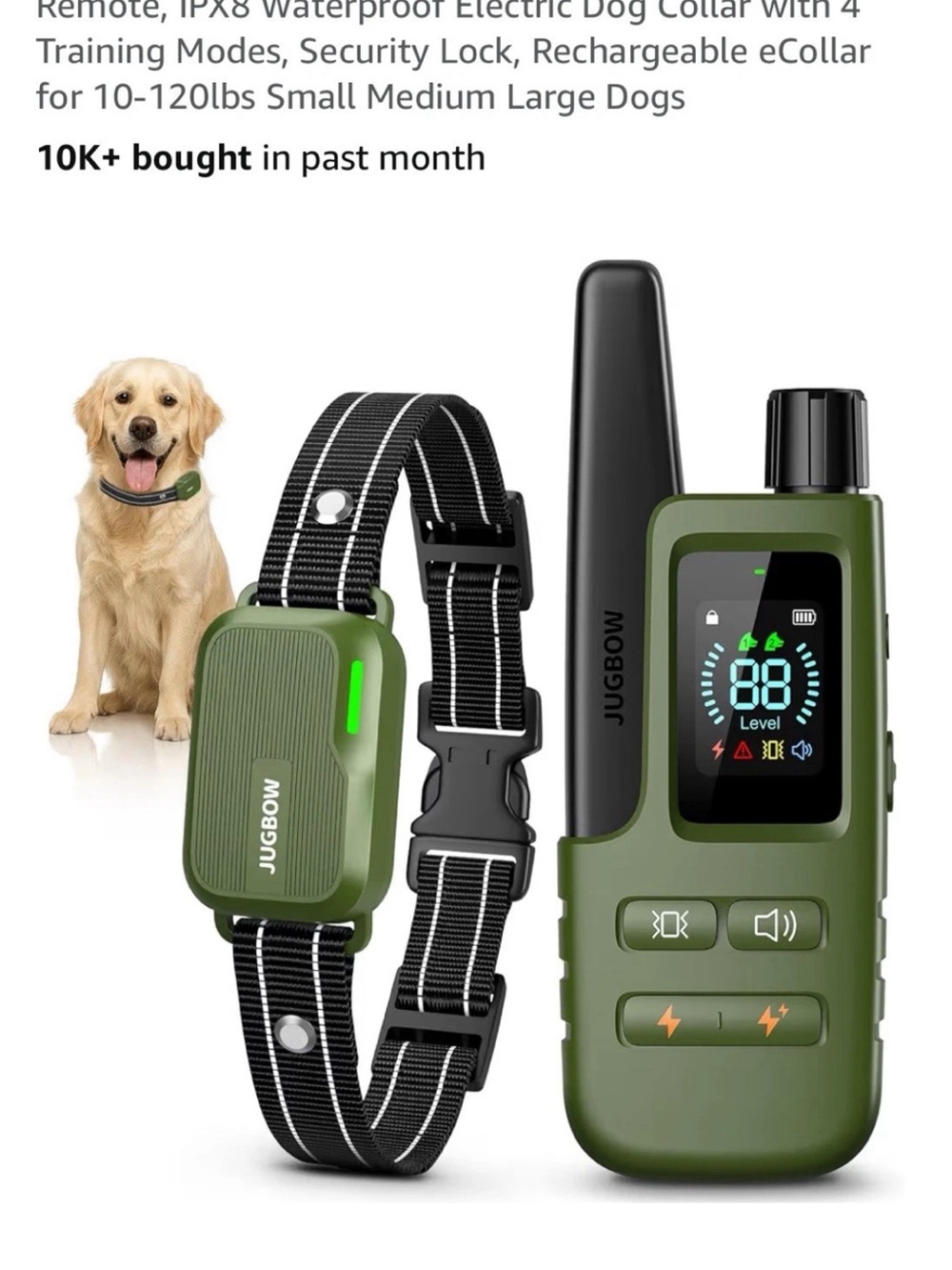 Jugbow Remote Training Collar – 4200FT Range 10-120Ib Dogs Sealed $59.99 Prime